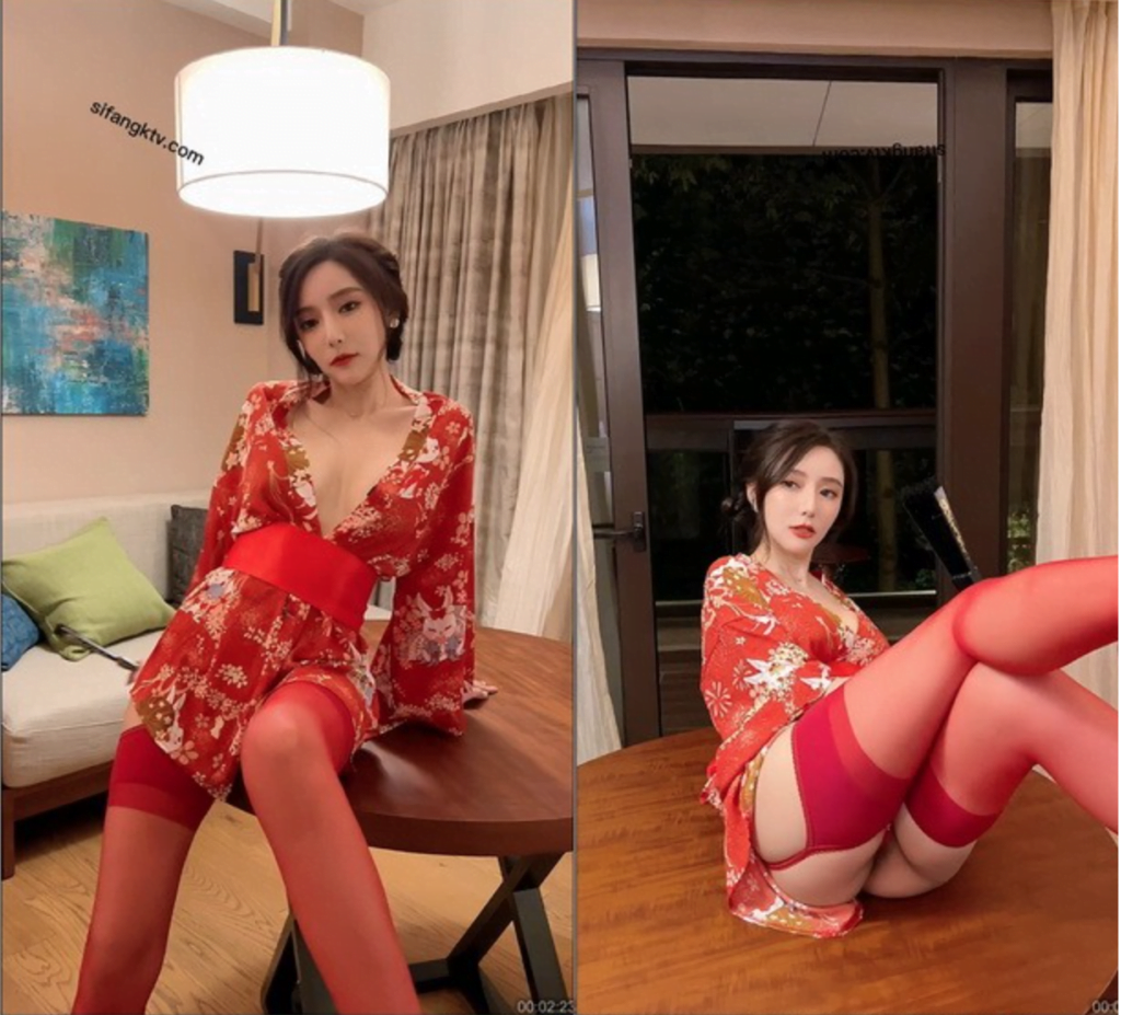 「秀人模特系列|王馨瑶视频写真 大红色和服红色丝袜
